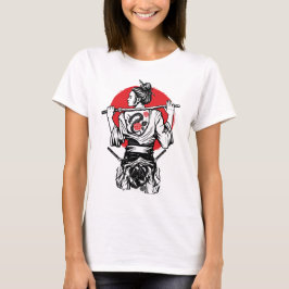 Vrouwelijke samoerai-krijger – Dragon Rose-tatoeag T-shirt
