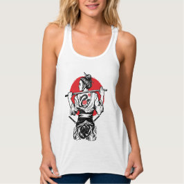 Vrouwelijke samoerai-krijger – Dragon Rose-tatoeag Tanktop