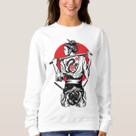 Vrouwelijke samoerai-krijger – Dragon Rose-tatoeag Trui