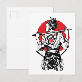 Vrouwelijke Samurai Drakon Roos – Japanse Krijger Briefkaart
