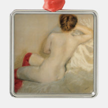 Vrouwelijke Schoonheid met Rode Kousen