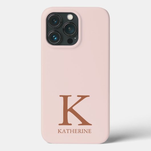 Vrouwelijke schreef monogram naam effen roze roze Case-Mate iPhone case (Achterkant)