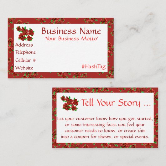 Vrouwelijke Schuur Rode Bloemen Visitekaartje Kortingskaartje (Voorkant / Achterkant)