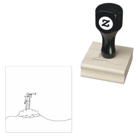 vrouwelijke shows telescoop binoculair rubberstempel (Gestempeld)