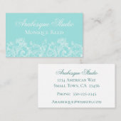 Vrouwelijke sierlijke aqua en wit Visitekaartje (Voorkant / Achterkant)