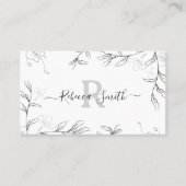 Vrouwelijke Sketch Grijs Bloemen QR Code Visitekaartje (Voorkant)