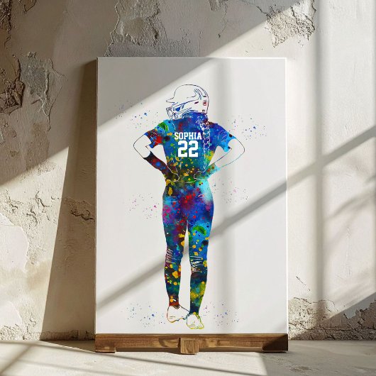 Vrouwelijke Softbalspeler Canvas Afdruk