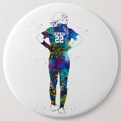 Vrouwelijke Softbalspeler Ronde Button 6,0 Cm (Voorkant)
