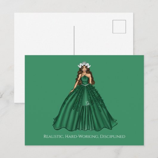 Vrouwelijke Steenbok Godin Mode Illustratie Briefkaart (Voorkant / Achterkant)