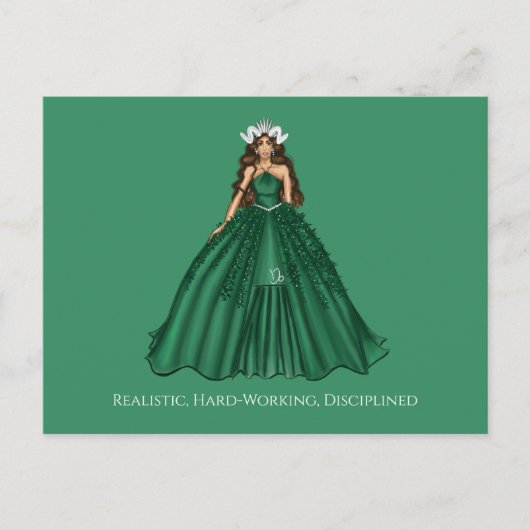 Vrouwelijke Steenbok Godin Mode Illustratie Briefkaart (Voorkant)