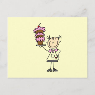 Vrouwelijke Stick Figure Bakker Briefkaart