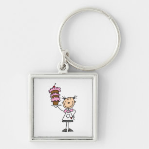 Vrouwelijke Stick Figure Bakker Sleutelhanger