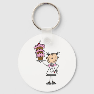 Vrouwelijke Stick Figure Bakker Sleutelhanger