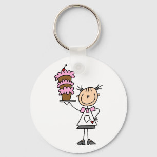 Vrouwelijke Stick Figure Bakker T-shirts en Cadeau Sleutelhanger