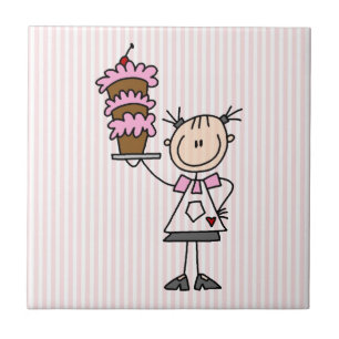 Vrouwelijke Stick Figure Bakker Tegeltje