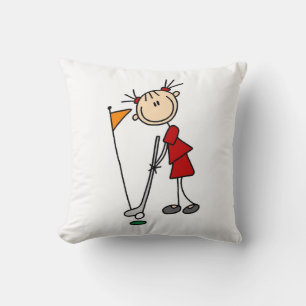 Vrouwelijke Stick Figure Golfer Kussen