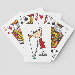 Vrouwelijke Stick Figure Golfer Pokerkaarten