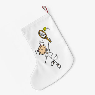 Vrouwelijke Stick Figure Tennisspeler Kleine Kerstsok