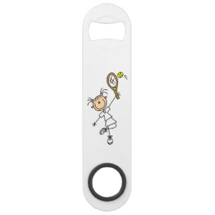 Vrouwelijke Stick Figure Tennisspeler Speed Flessenopener
