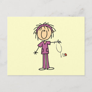 Vrouwelijke Stick Figure Verpleegster Briefkaart