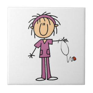 Vrouwelijke Stick Figure Verpleegster Tegeltje
