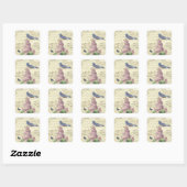 Vrouwelijke  sticker met vogel en lila (Vel)