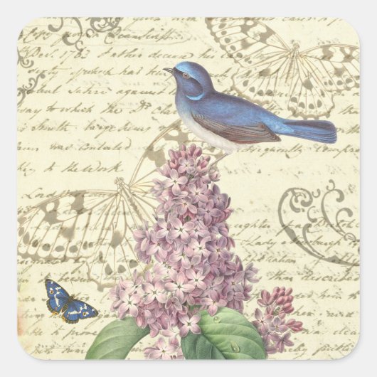 Vrouwelijke  sticker met vogel en lila (Voorkant)