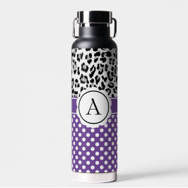 Vrouwelijke stippen en dierenprint monogram waterfles