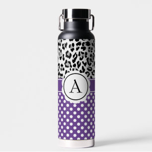 Vrouwelijke stippen en dierenprint monogram waterfles
