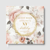 Vrouwelijke stoffige roze ivoor gouden verjaardag  gastenboek (Voorkant)