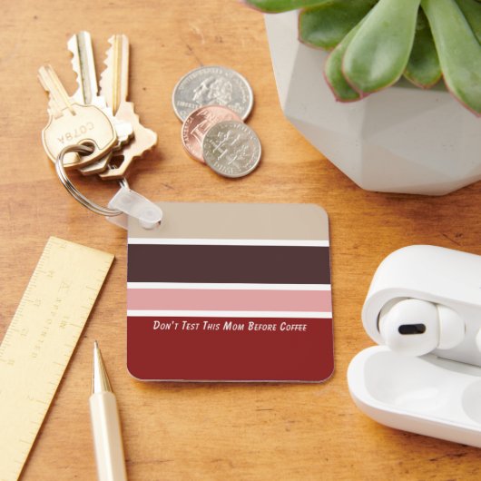 Vrouwelijke Strepen Koffie Mama Quote Sleutelhanger (Bureau)