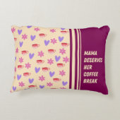 Vrouwelijke Strepen Mama Koffie Break Art Accent Kussen (Achterkant)