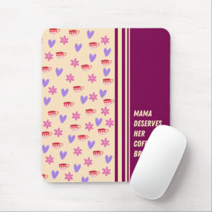 Vrouwelijke Strepen Mama Koffie Break Art Muismat