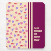 Vrouwelijke Strepen Mama Koffie Break Art Muismat (Voorkant)
