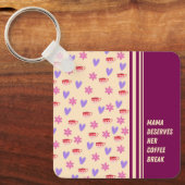 Vrouwelijke Strepen Mama Koffie Break Art Sleutelhanger (Voorkant)