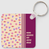Vrouwelijke Strepen Mama Koffie Break Art Sleutelhanger (Achterkant)