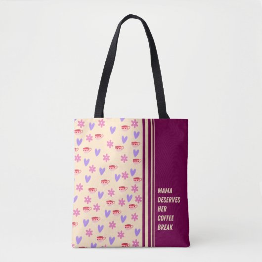 Vrouwelijke Strepen Mama Koffie Break Art Tote Bag (Voorkant)