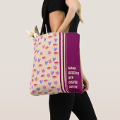 Vrouwelijke Strepen Mama Koffie Break Art Tote Bag (Dichtbij)