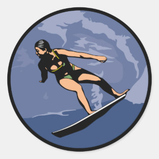 vrouwelijke surfer sticker
