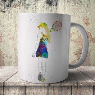 Vrouwelijke tennisspeler koffiemok