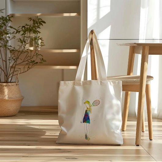 Vrouwelijke tennisspeler tote bag