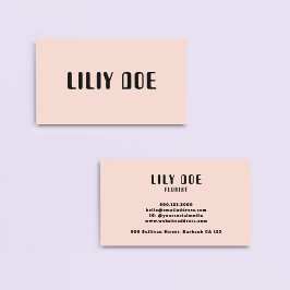 Vrouwelijke Trendy Blush Roze & Zwart Typografie Visitekaartje