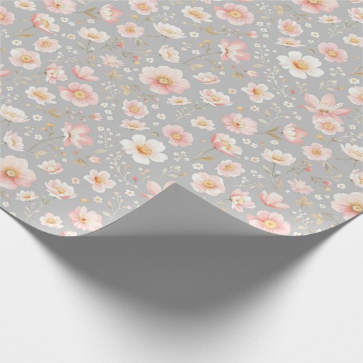 Vrouwelijke Valentijn Bloemen Bloeit In Roze En Wi Cadeaupapier (Hoek)