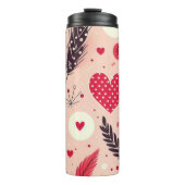 Vrouwelijke veren en liefde ontwerp thermosbeker (Voorkant)