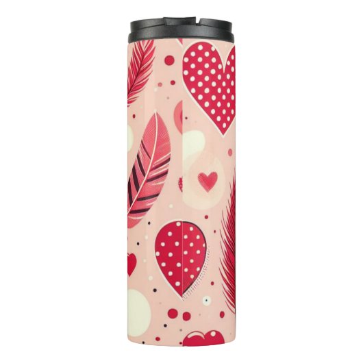 Vrouwelijke veren en liefde ontwerp thermosbeker (Achterkant)