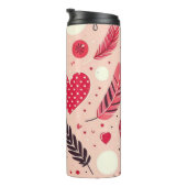 Vrouwelijke veren en liefde ontwerp thermosbeker (Geroteerd rechts)