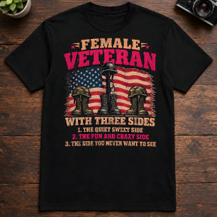 Vrouwelijke Veteraan Met Drie Kanten Rustig Leuk G T-shirt