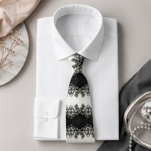 Vrouwelijke vintage glamour zwart wit Bloemmotief Stropdas