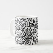 Vrouwelijke vintage zwarte en witte rozen koffiemok (Voorkant links)