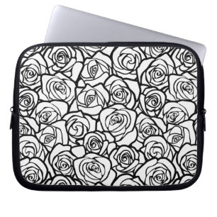 Vrouwelijke vintage zwarte en witte rozen laptop sleeve